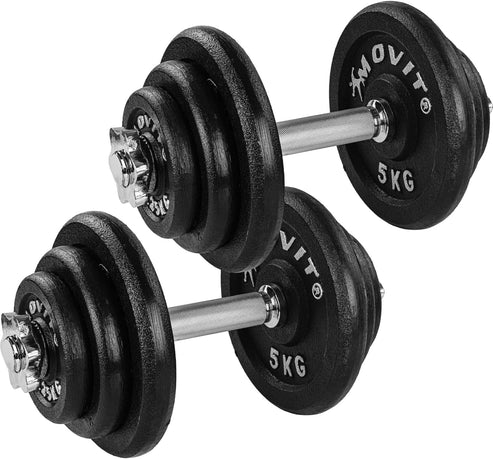 Käsipainosarja 20–60 kg valurautalevyillä ja 30 mm tangoilla