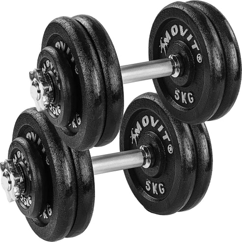 Käsipainosarja 20–60 kg valurautalevyillä ja 30 mm tangoilla