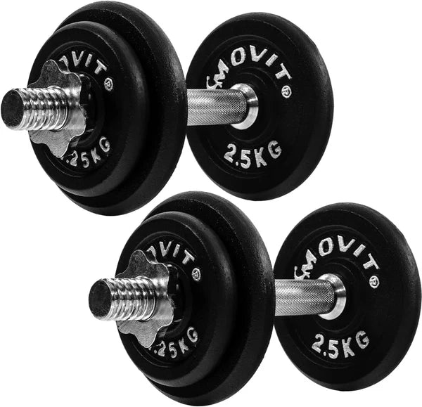 Käsipainosarja 20–60 kg valurautalevyillä ja 30 mm tangoilla
