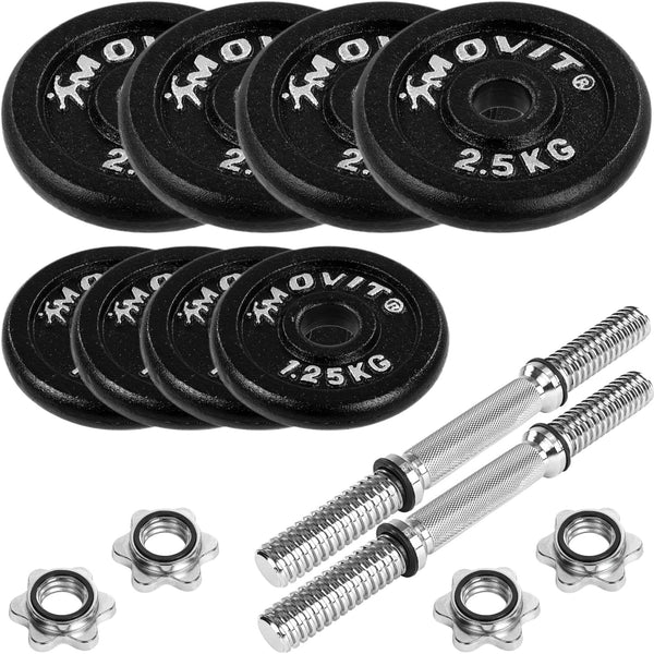 Käsipainosarja 20–60 kg valurautalevyillä ja 30 mm tangoilla