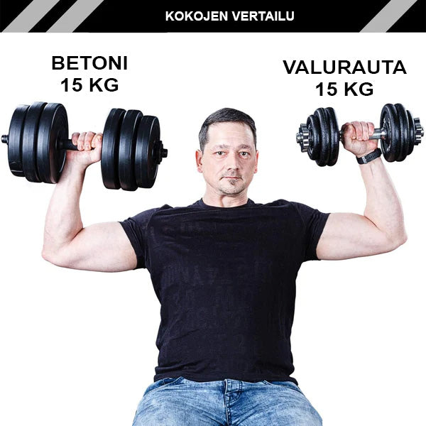 Säädettävä valurautakäsipaino 10–30 kg, 30 mm