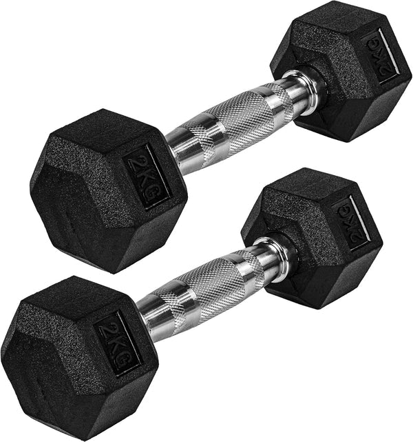 Hexagon-käsipainopari 4–60 kg kumipinnoitteella