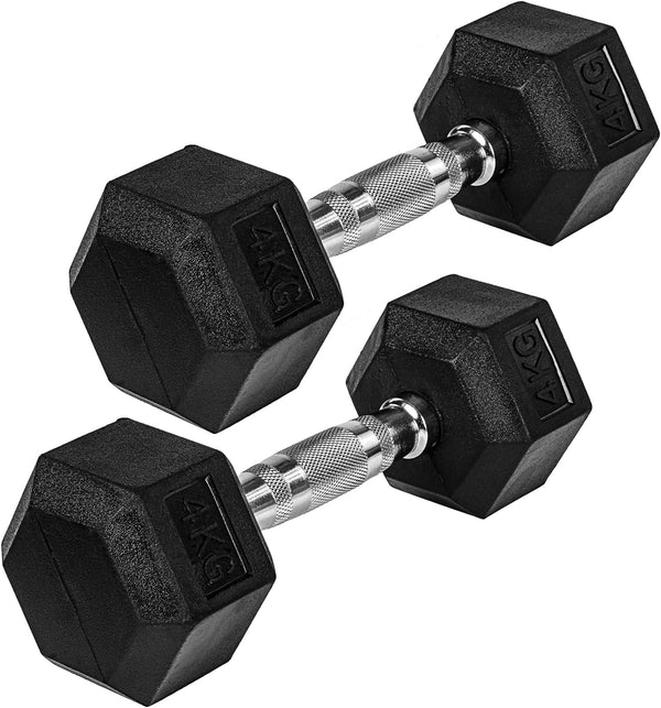 Hexagon-käsipainopari 4–60 kg kumipinnoitteella