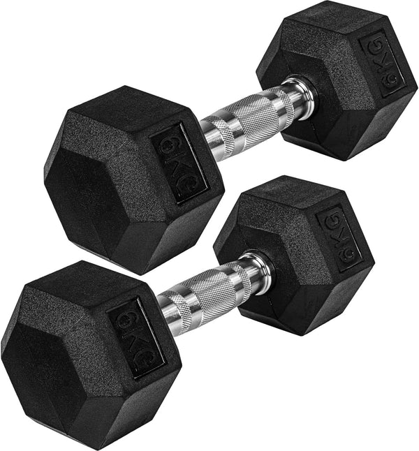 Hexagon-käsipainopari 4–60 kg kumipinnoitteella