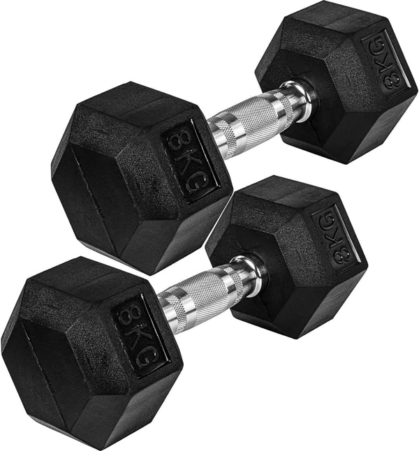 Hexagon-käsipainopari 4–60 kg kumipinnoitteella