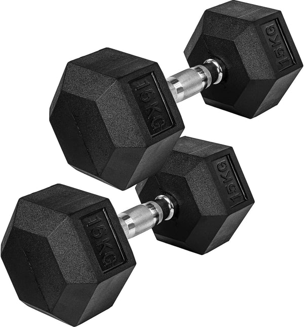 Hexagon-käsipainopari 4–60 kg kumipinnoitteella
