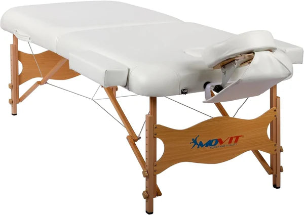 Taitettava hierontapöytä 80 cm – musta/valkoinen