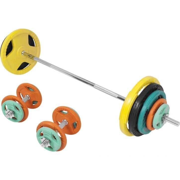 Kumipinnoitteinen levytankosarja 100 kg 30 mm