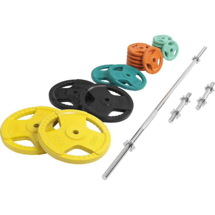 Kumipinnoitteinen levytankosarja 100 kg 30 mm