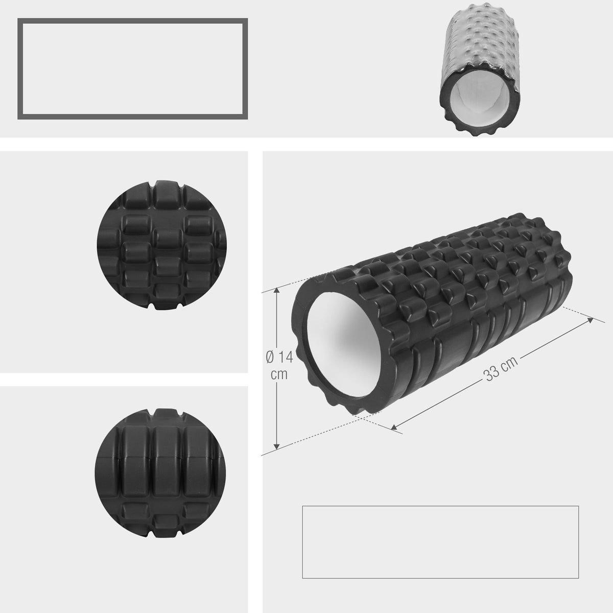Foam Roller 2.0 hierontarulla 32 x 14 cm musta
