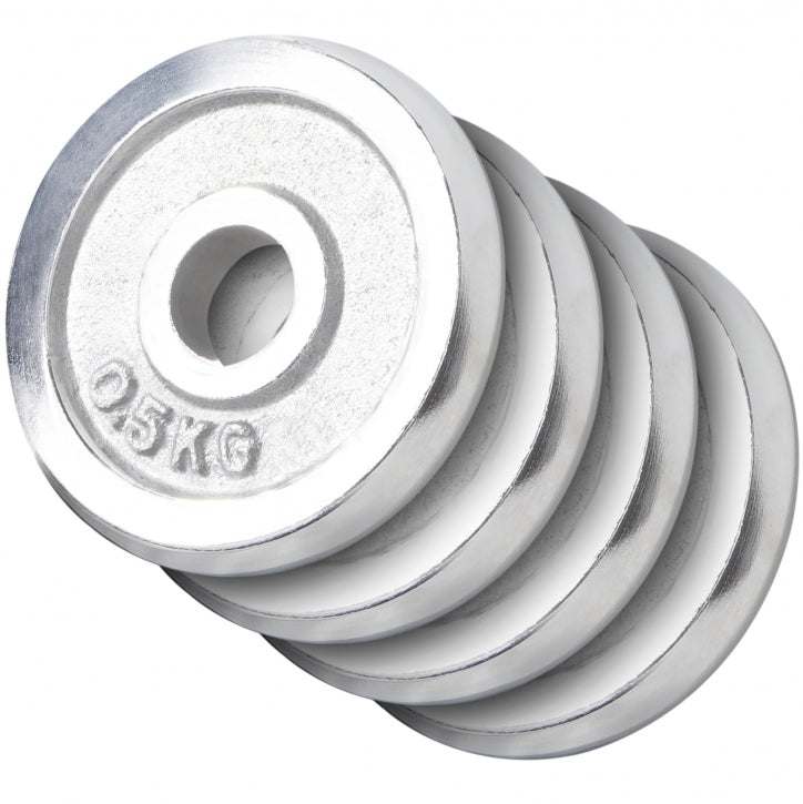 Kromatut levypainot 4 x 0,5 kg, 30 mm