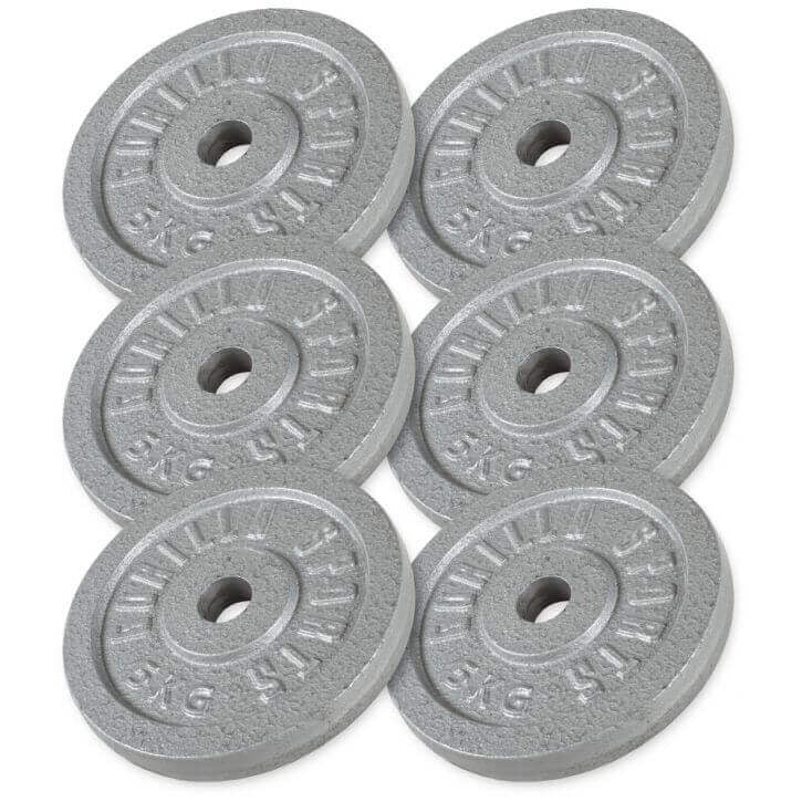 Rautaiset levypainot 6 x 5 kg, 30 mm
