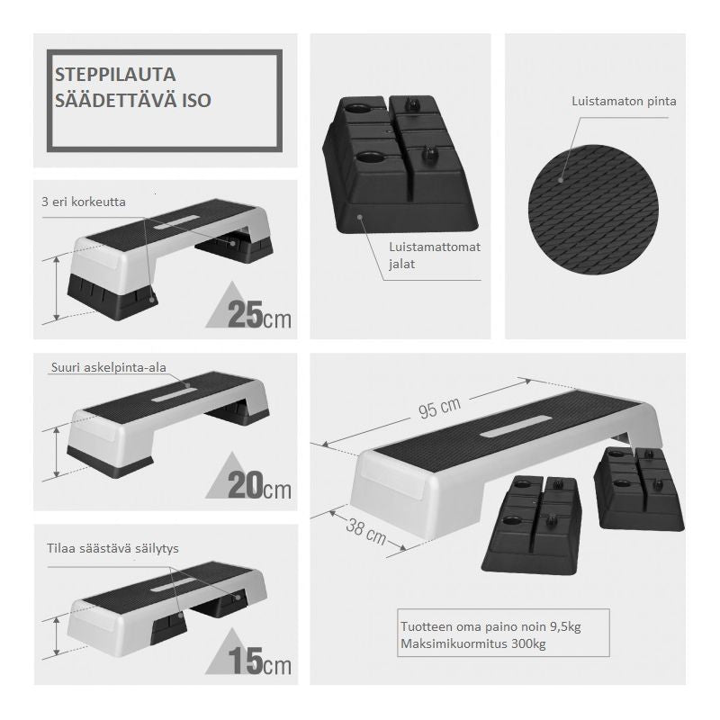 Korkeussäädettävä steppilauta XL