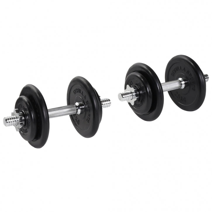 Kumipinnoitettu käsipainosetti 20 kg