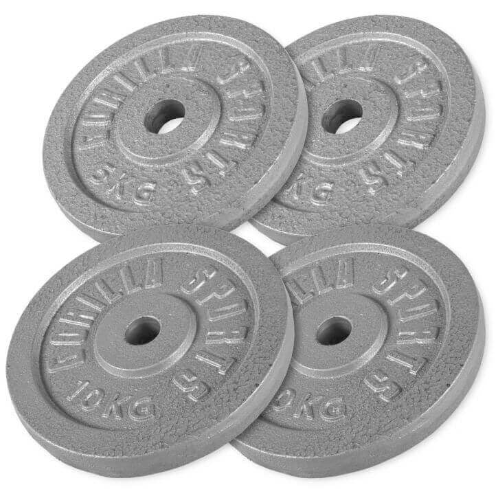 Valurautaiset levypainot 2 x 5 kg ja 2 x 10 kg