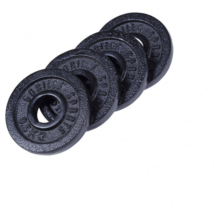 Valurautaiset levypainot 4 x 0,5 kg 30 mm, musta
