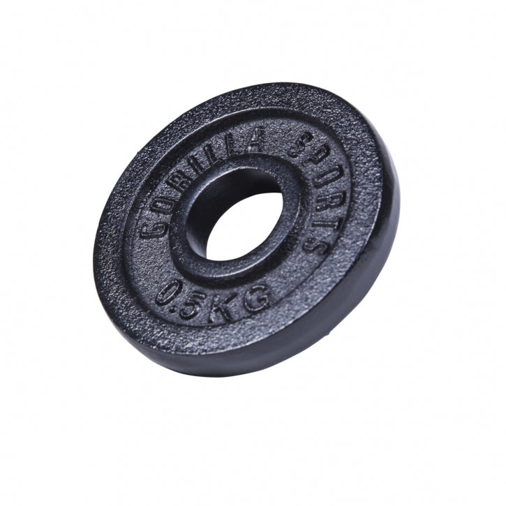 Valurautaiset levypainot 4 x 0,5 kg 30 mm, musta
