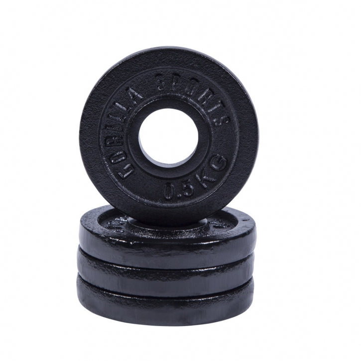 Valurautaiset levypainot 4 x 0,5 kg 30 mm, musta