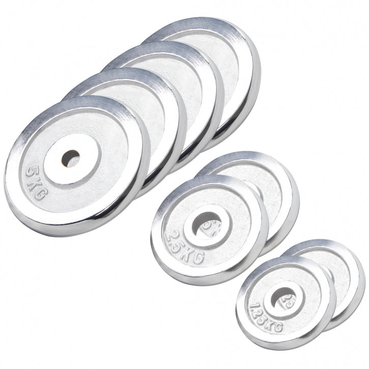 Kromatut levypainot 30 mm 27,5 kg setti