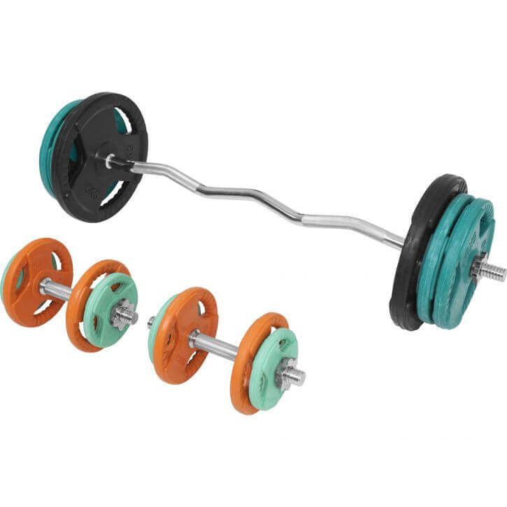 Levytankosarja 70 kg EZ-tangolla ja käsipainotangoilla