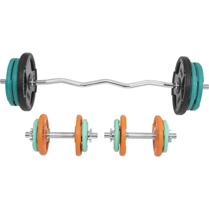 Levytankosarja 70 kg EZ-tangolla ja käsipainotangoilla