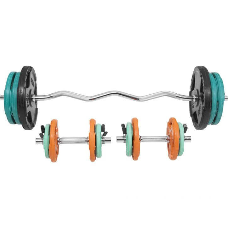 Levytankosarja 70 kg EZ-tangolla ja käsipainoilla