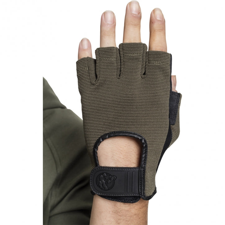Treenihanskat S–XL, kangas/nahka, khaki