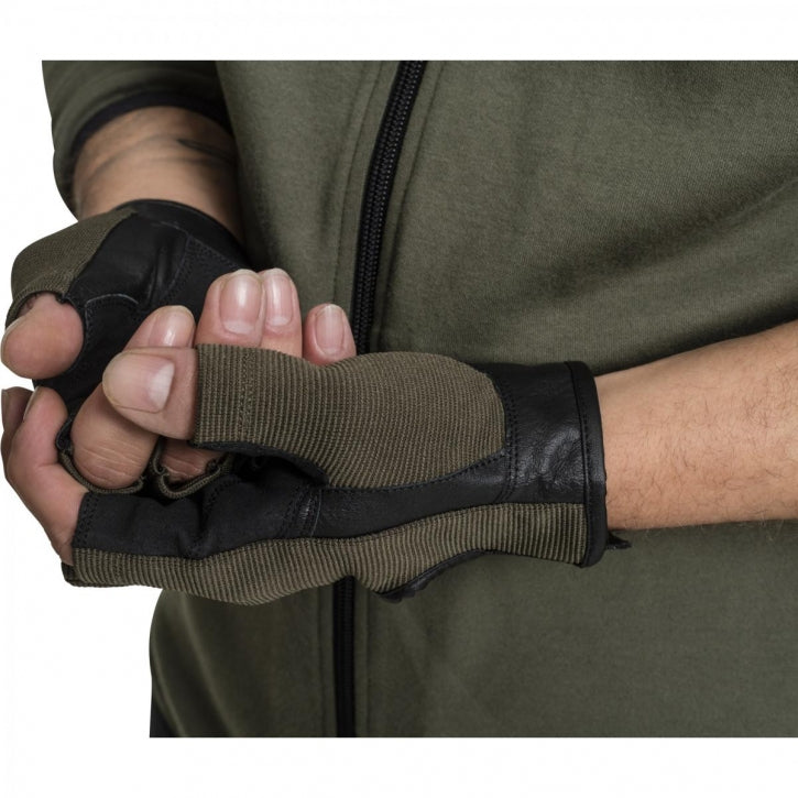 Treenihanskat S–XL, kangas/nahka, khaki