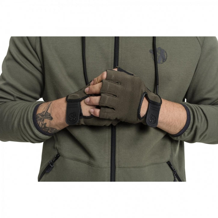 Treenihanskat S–XL, kangas/nahka, khaki