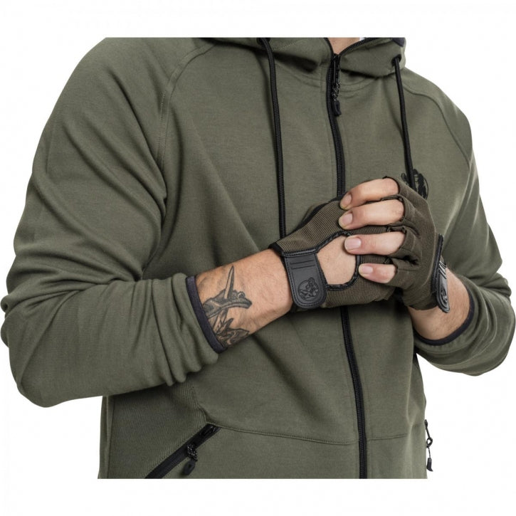Treenihanskat S–XL, kangas/nahka, khaki