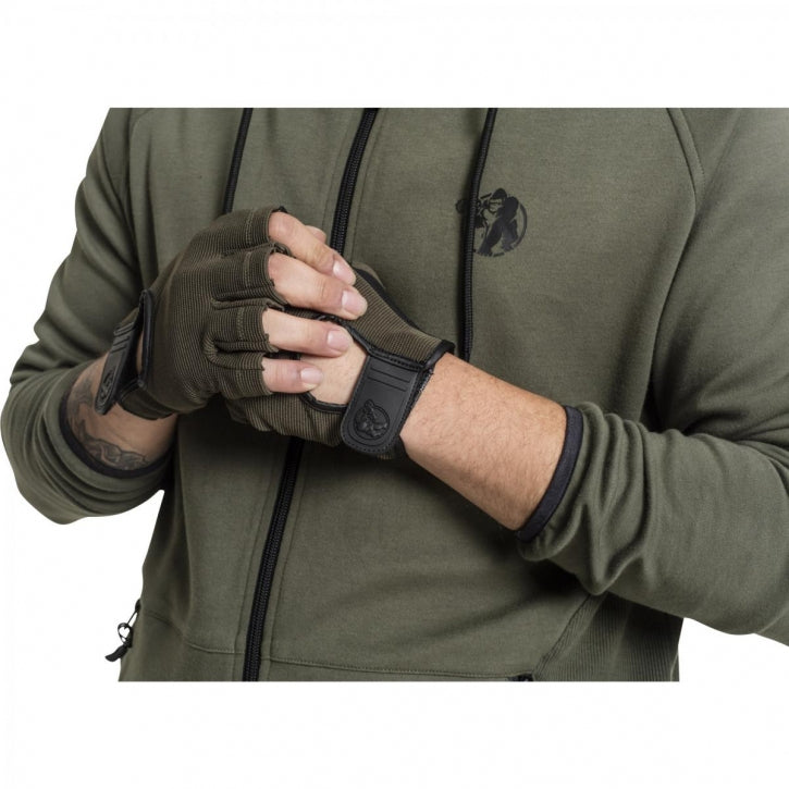 Treenihanskat S–XL, kangas/nahka, khaki