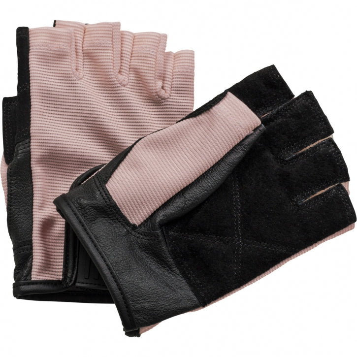Treenihanskat S–XL, kangas/nahka, roosa
