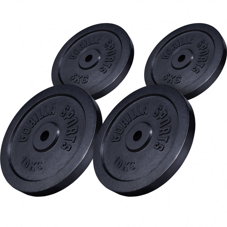 Valurautaiset levypainot 2 x 10 kg + 2 x 5 kg 30 mm
