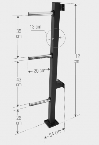 Seinäkiinnitteinen levypainoteline 30 mm, 300 kg
