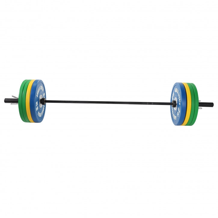 Bumper Plate levytankosarja 140 kg mustalla tangolla