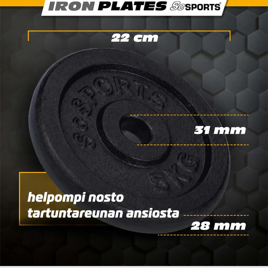 Säädettävä valurautakäsipainosarja 70 kg, 30/31 mm