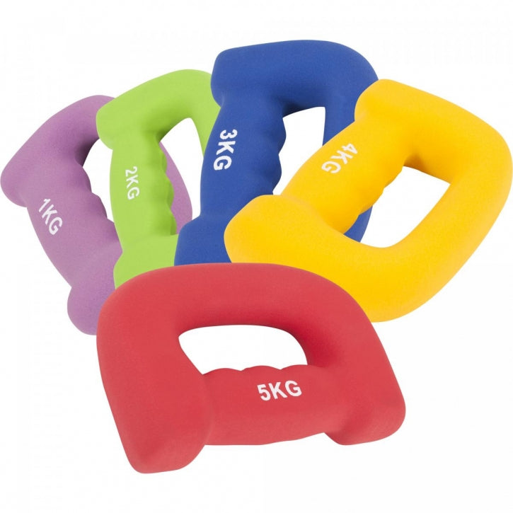 Otekäsipainosetti 1–5 kg neopreenipäällysteellä