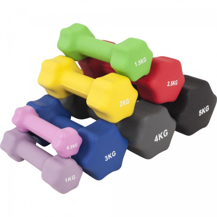 Aerobic hexagon-käsipainosetti 1–10 kg neopreenipinnoitteella