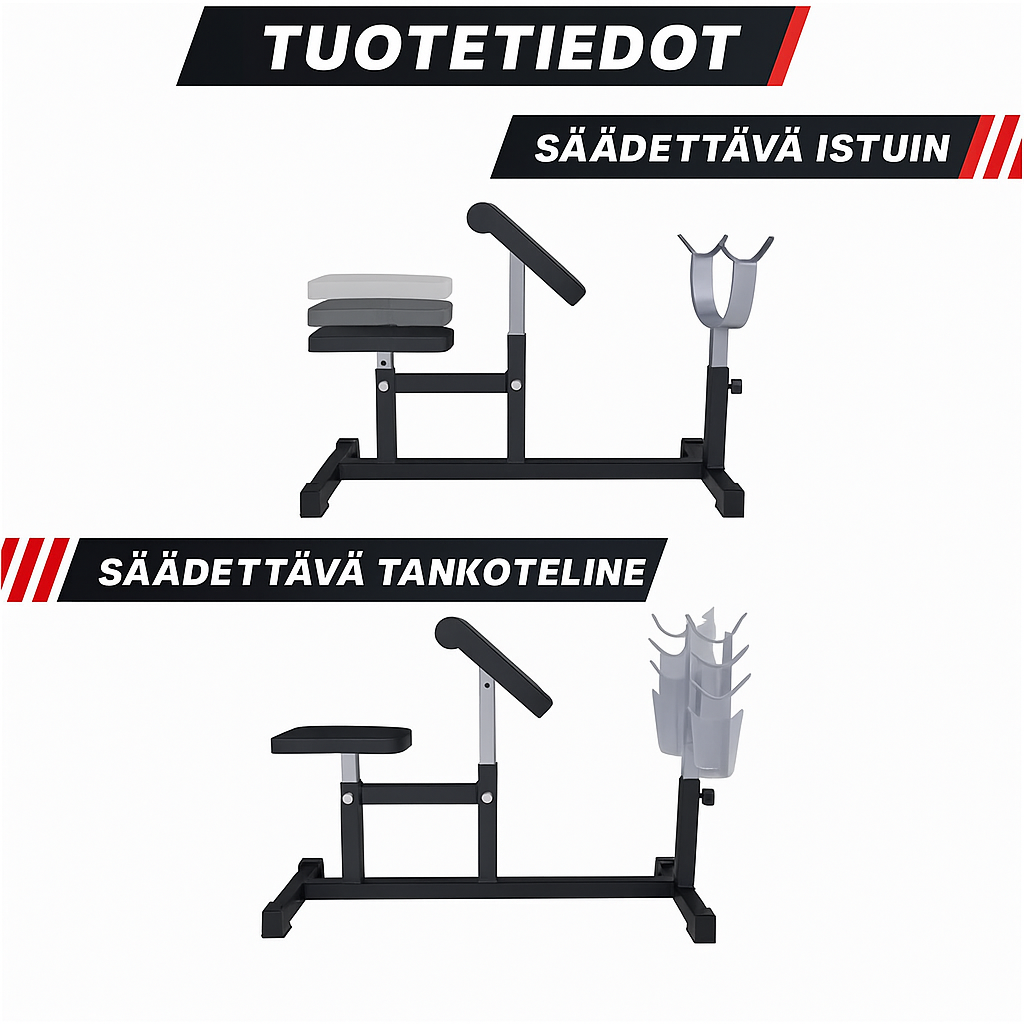 Säädettävä Scott-penkki, musta