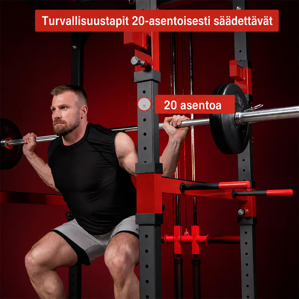 Power Rack kyykkyhäkki ala- ja ylätaljalla