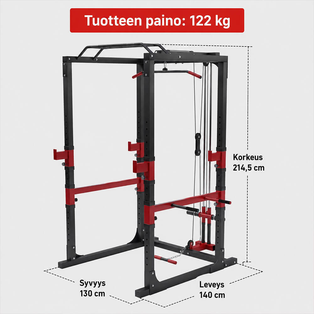 Power Rack kyykkyhäkki ala- ja ylätaljalla