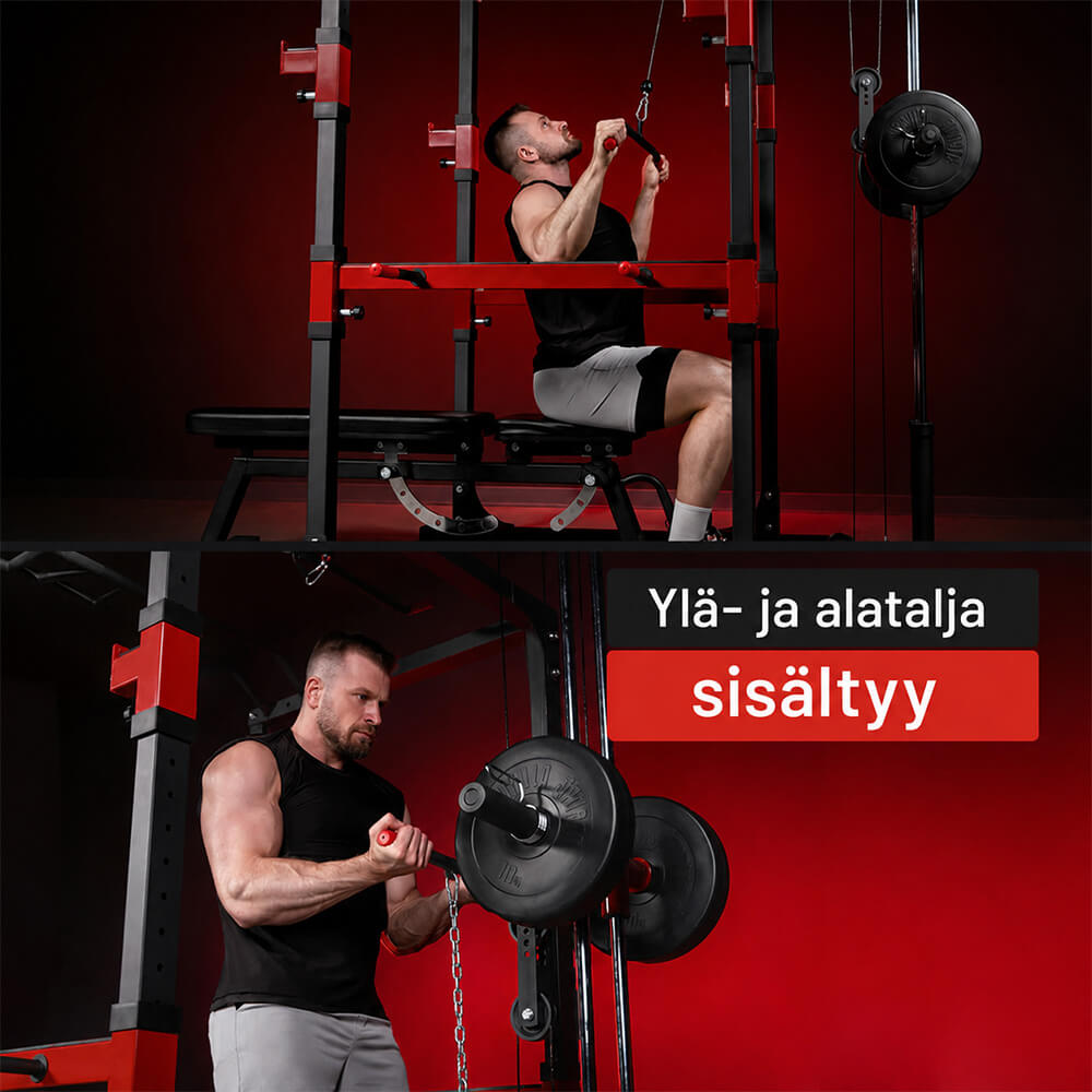 Power Rack kyykkyhäkki ala- ja ylätaljalla