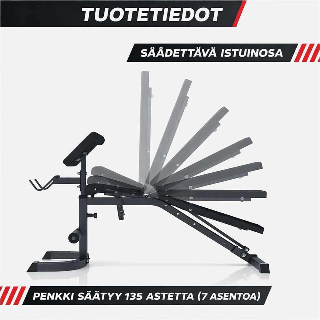 Säädettävä vinopenkki hauispenkillä Musta