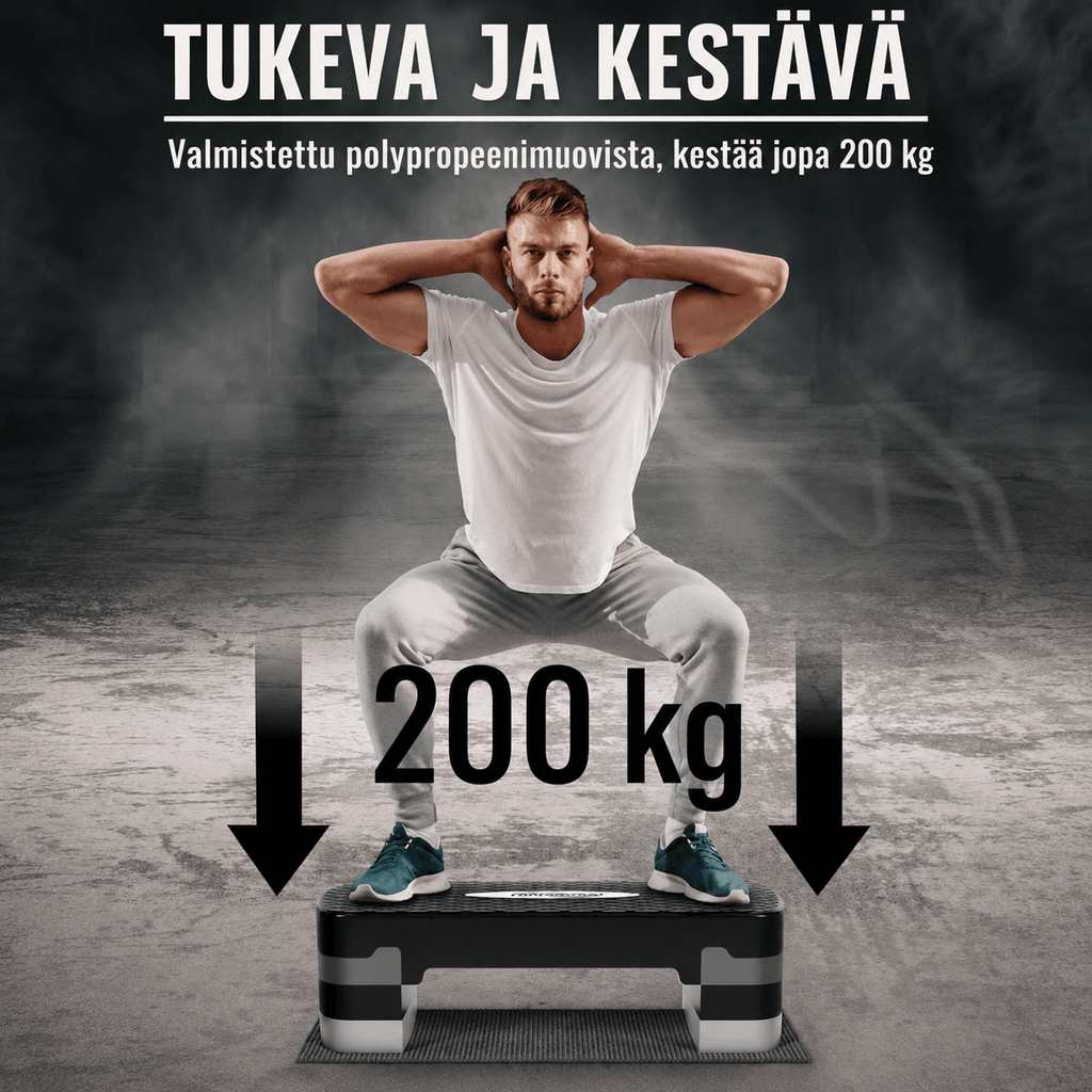 Korkeussäädettävä aerobic steppilauta 3 tasoa