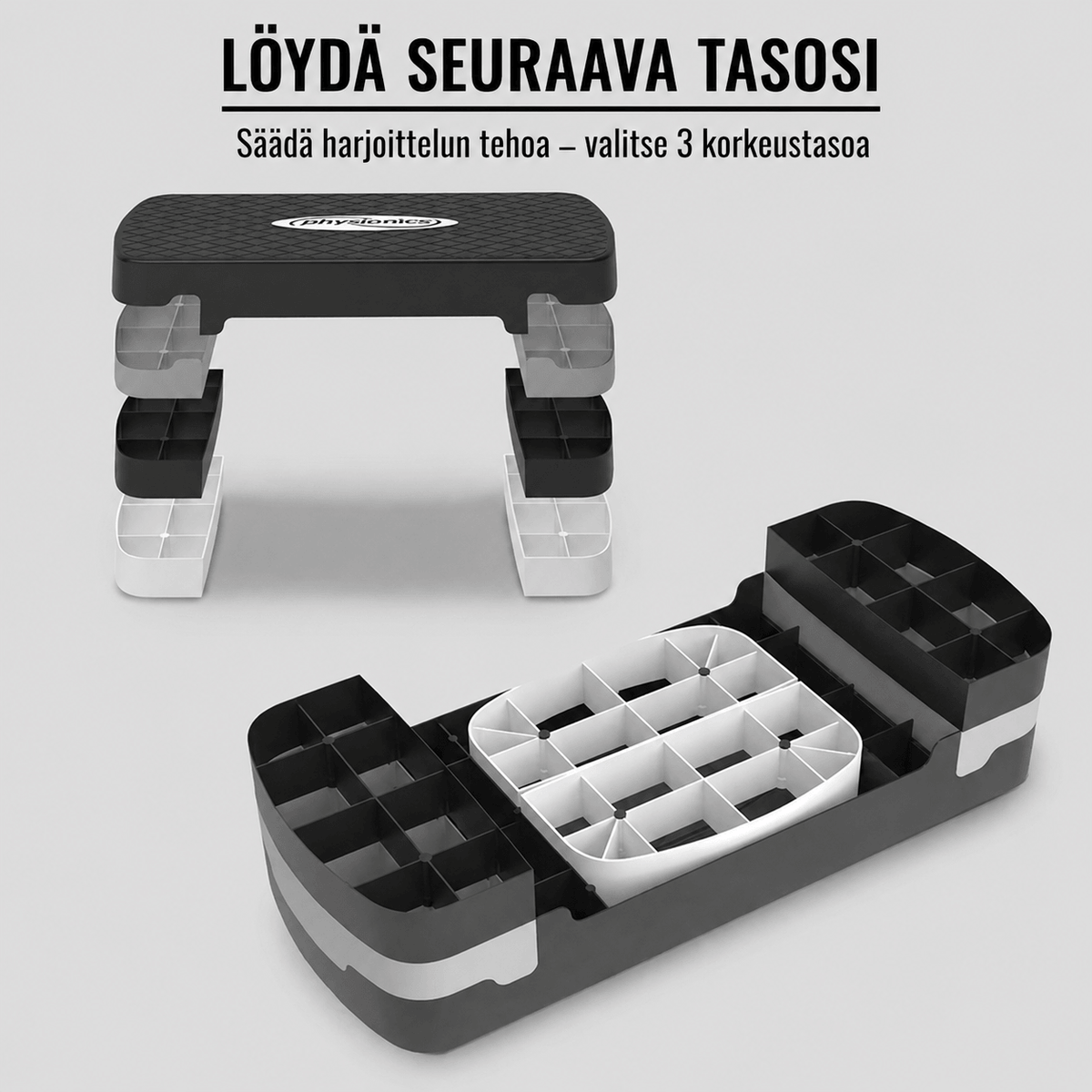 Korkeussäädettävä aerobic steppilauta 3 tasoa