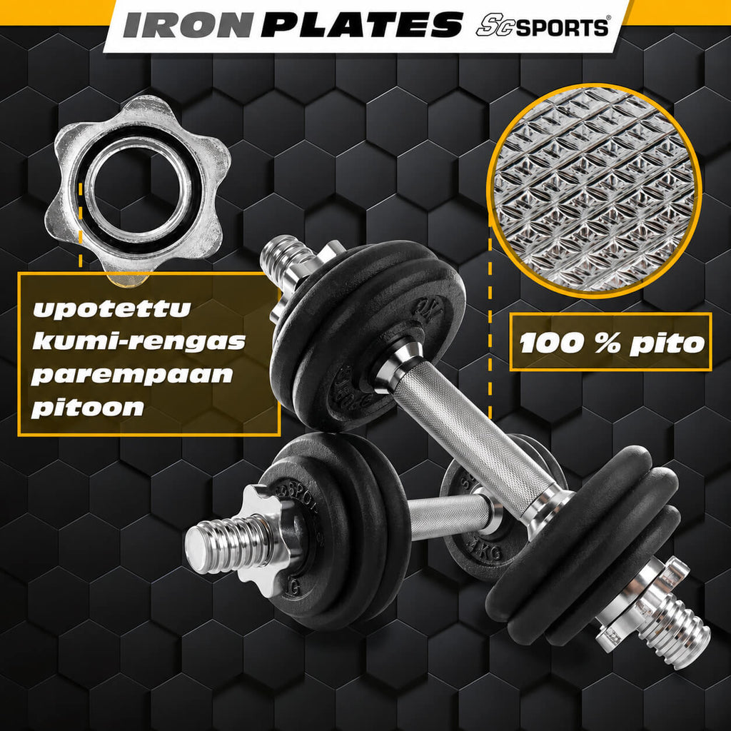Säädettävä valurautakäsipainosarja 70 kg, 30/31 mm