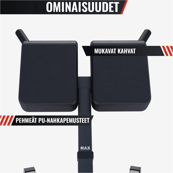 Säädettävä selkäpenkki dippikahvoilla 150kg