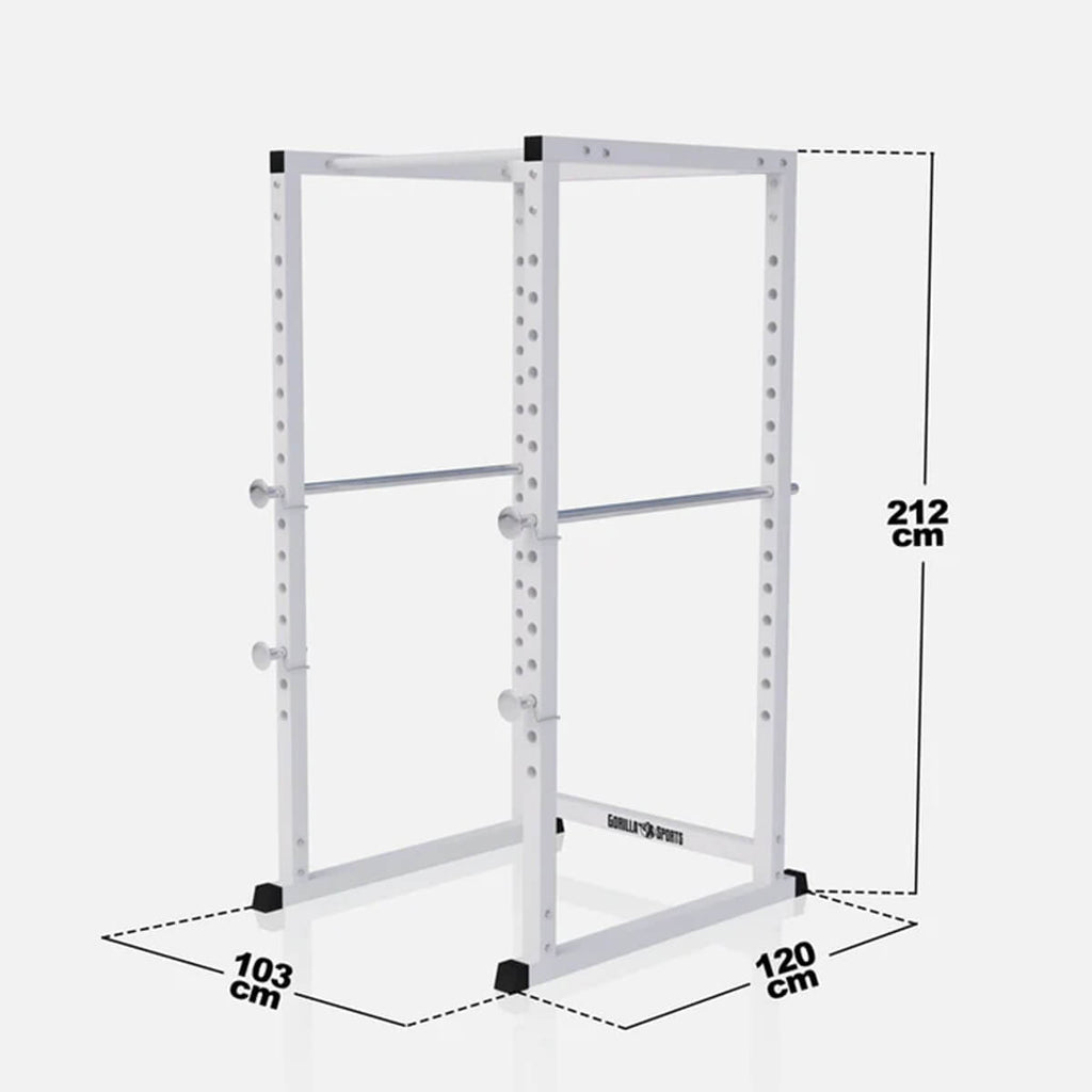 Power Rack kyykkyhäkki turvaraudoilla ja leuanvetotangolla