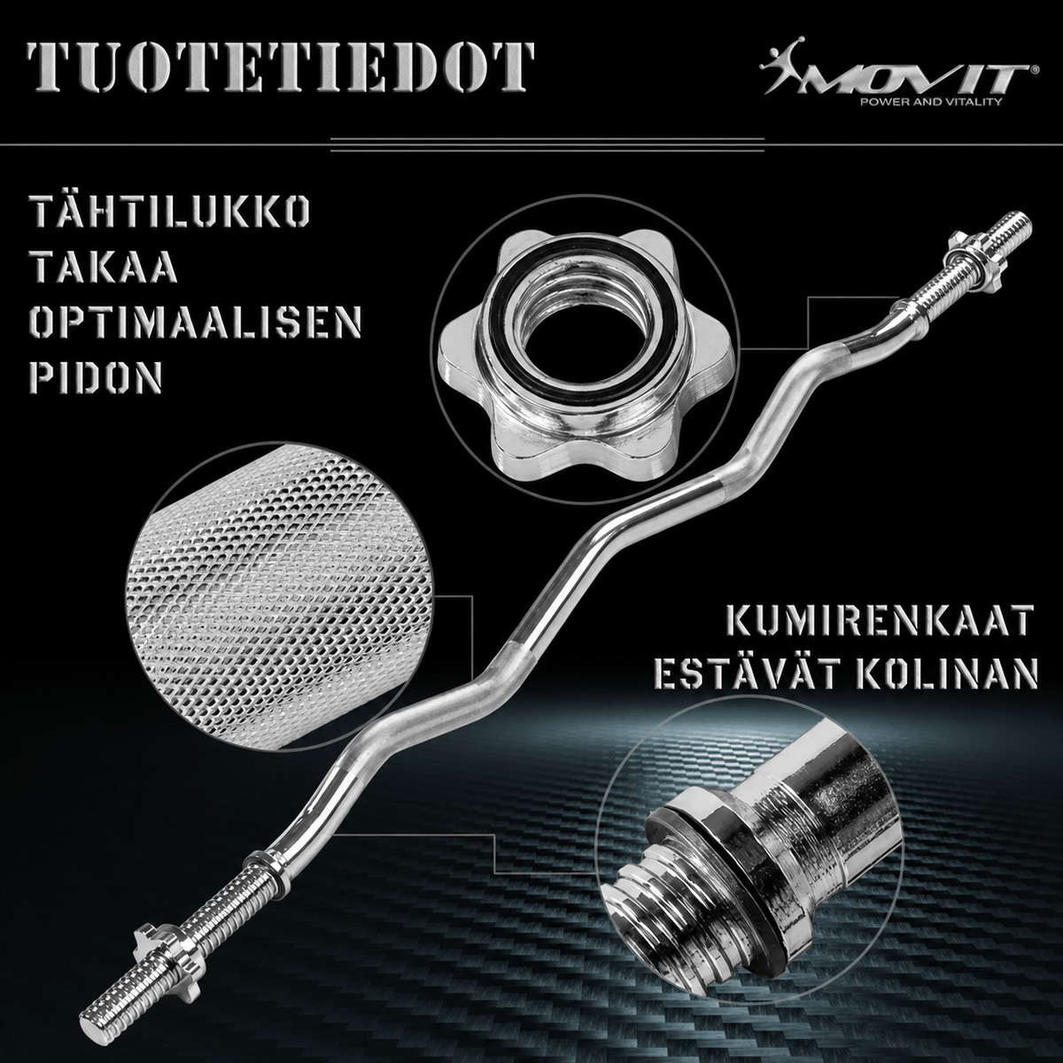 EZ-hauistanko / mutkatanko 130 cm lukoilla, 30 mm