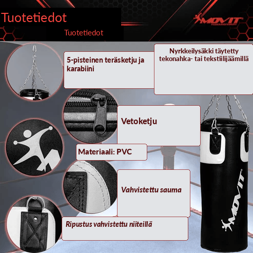 Nyrkkeilysetti 25 kg – nyrkkeilysäkki, 12 oz hanskat ja käsisiteet